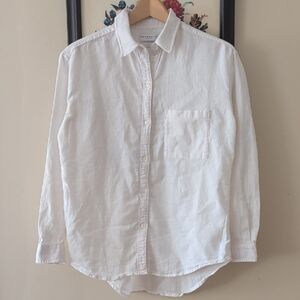 Community / Aritzia White Oversized Button-Up Linen Blend Shirt